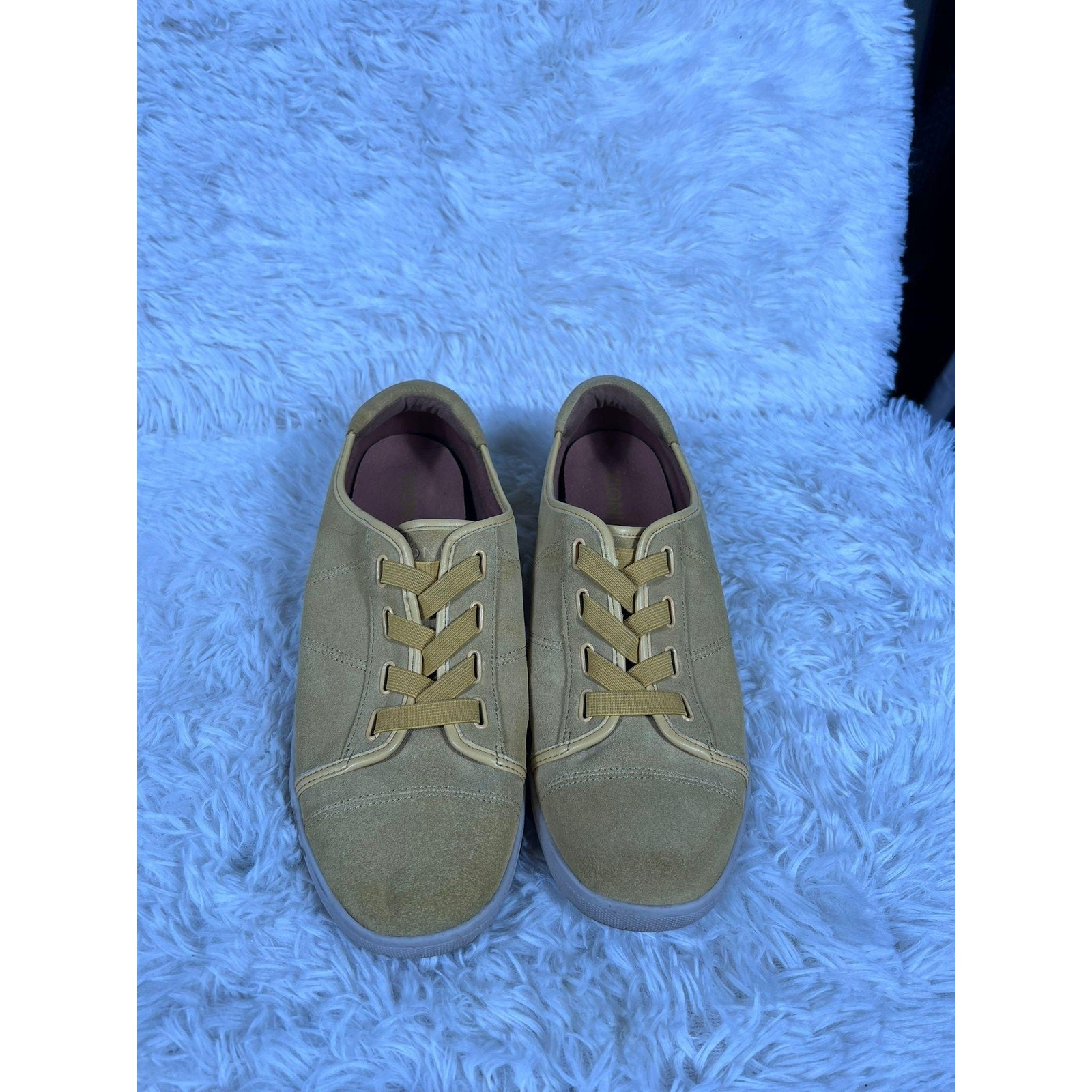 Vionic Shoes Mens Size 10 Wide Yellow Tan Suede Casual Comfort Lace Up Walking